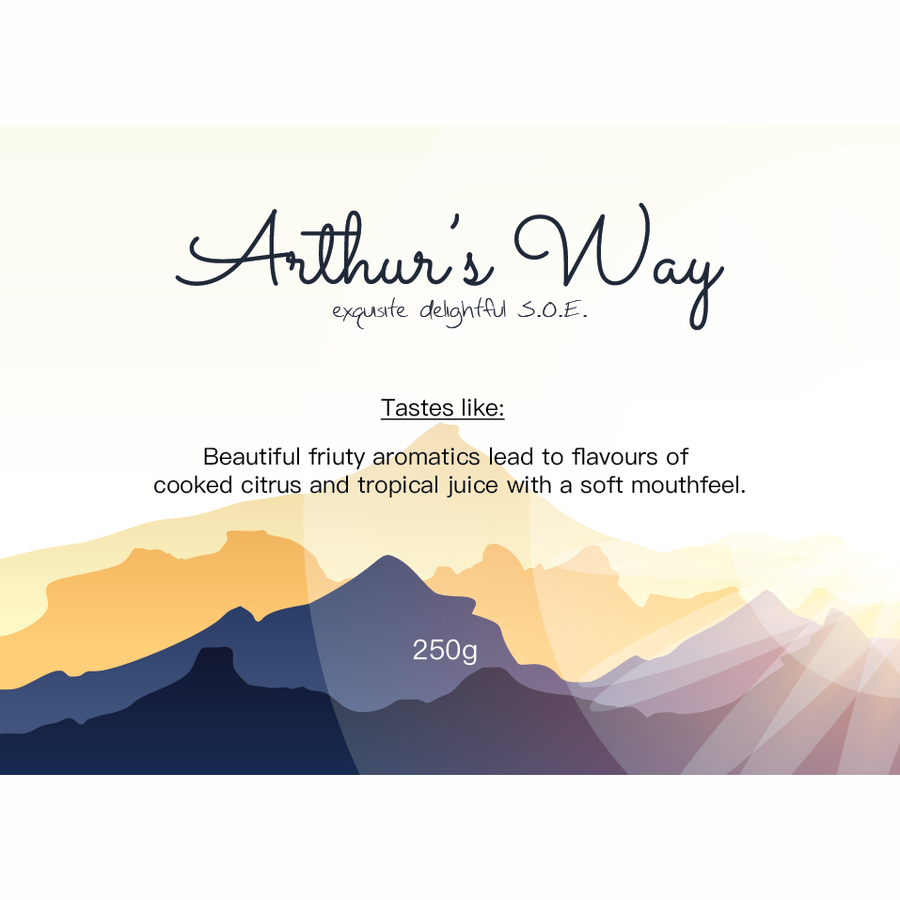 Arthur's Way single origin espresso label