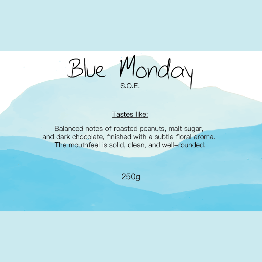 Blue Monday single origin espresso label