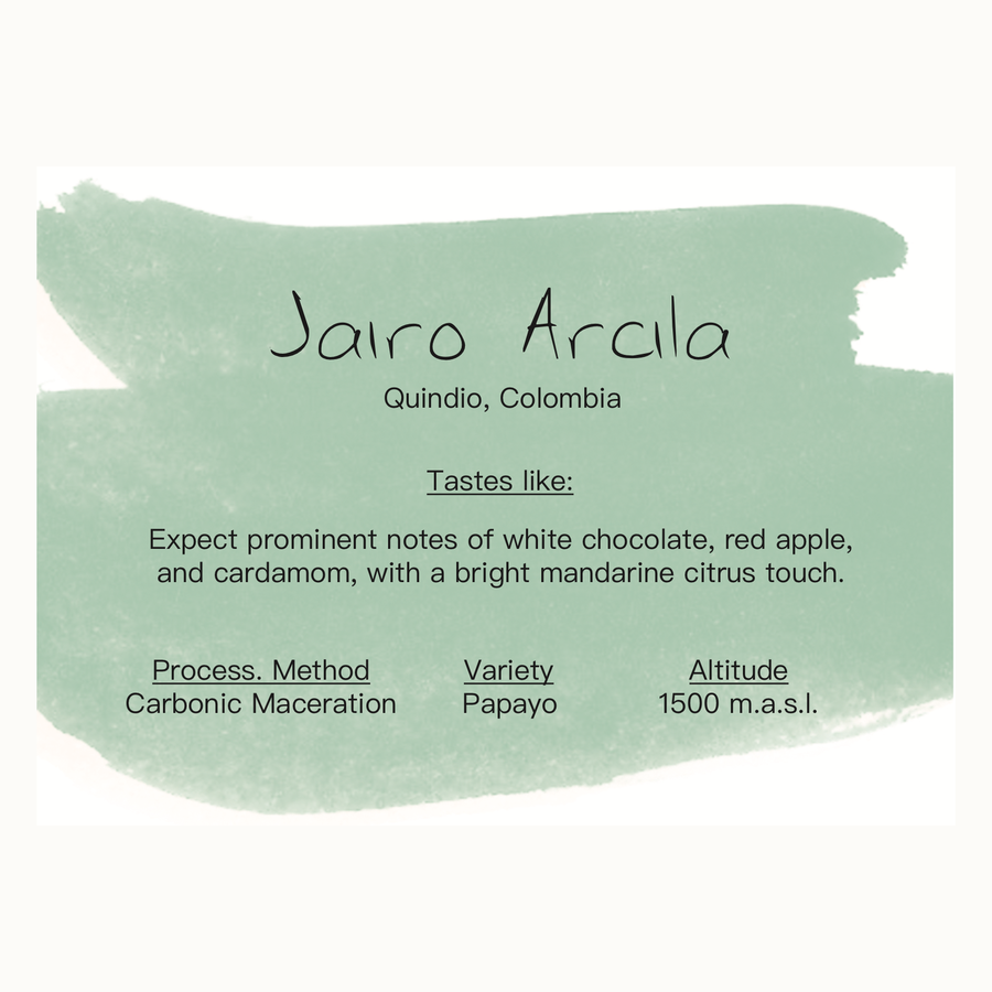 Jairo Arcila Colombia coffee label