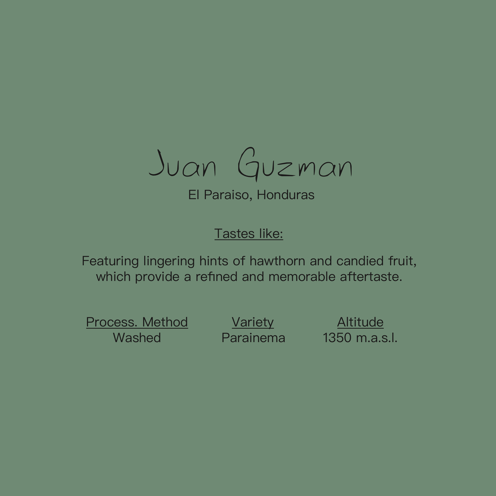 Juan Guzman Honduras coffee label